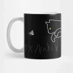 Cat Line Art with butterfly Mug